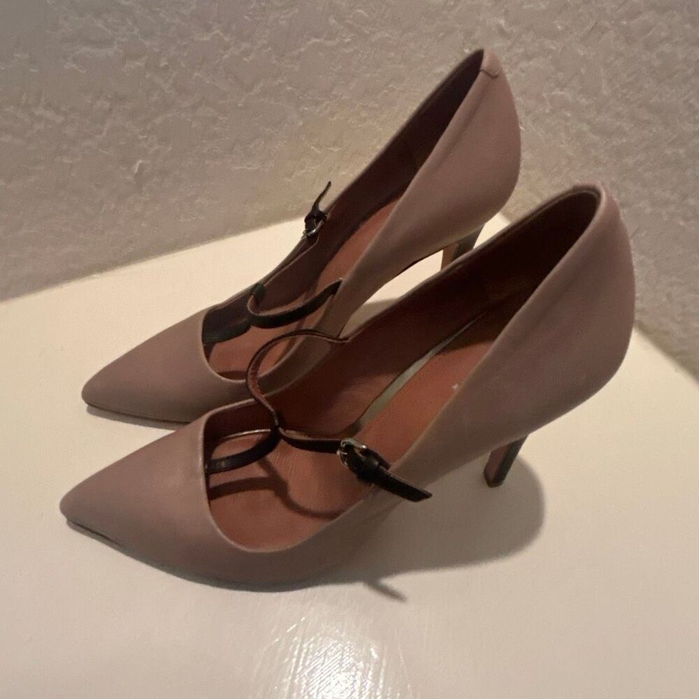 Coach Fulten T-Strap Leather Pump Heels Taupe Brown Contemporary Chic Size 10 - Picture 3 of 14